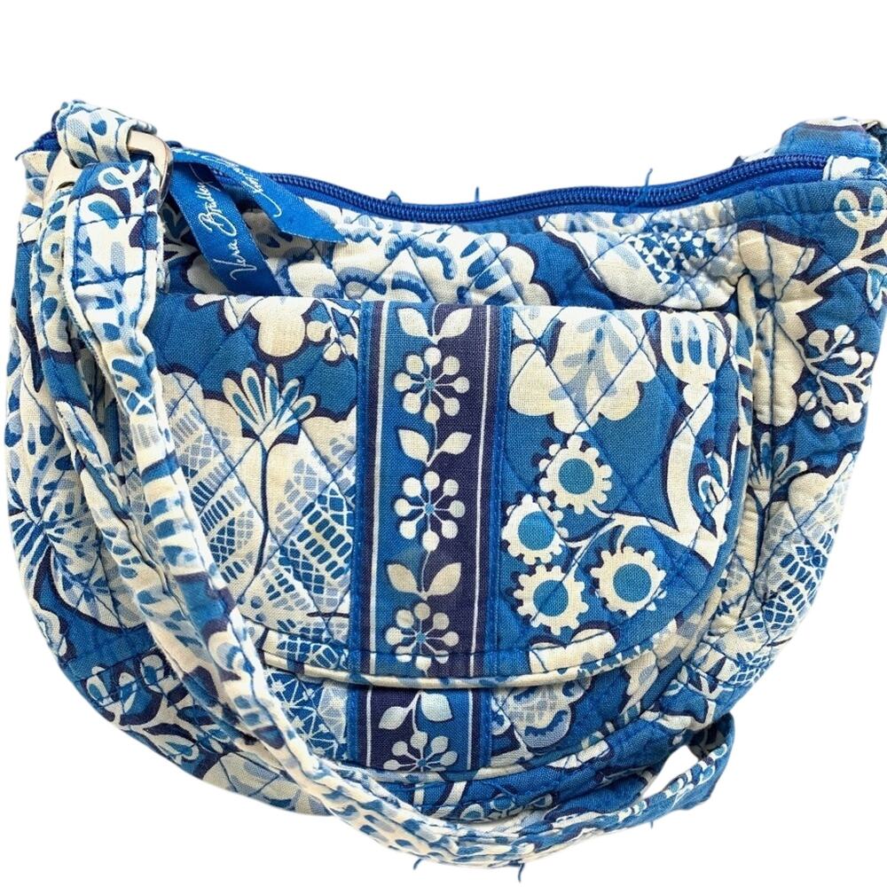 VERA BRADLEY BLUE LAGOON Crossbody Purse Shoulder Bag Quilted Shabby Chic Tote